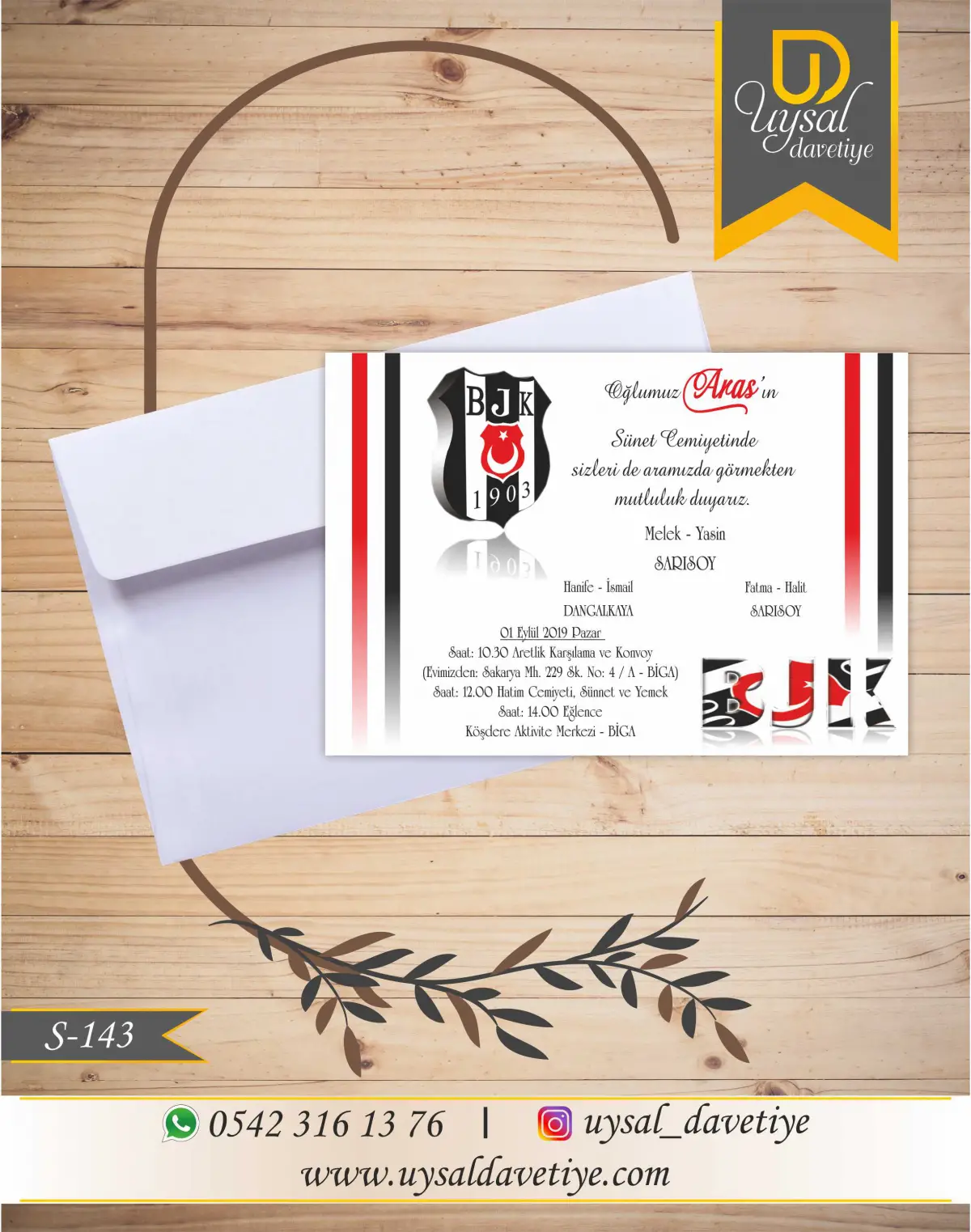 S-143 Beşiktaşlı Ekonomik Sünnet Davetiyesi