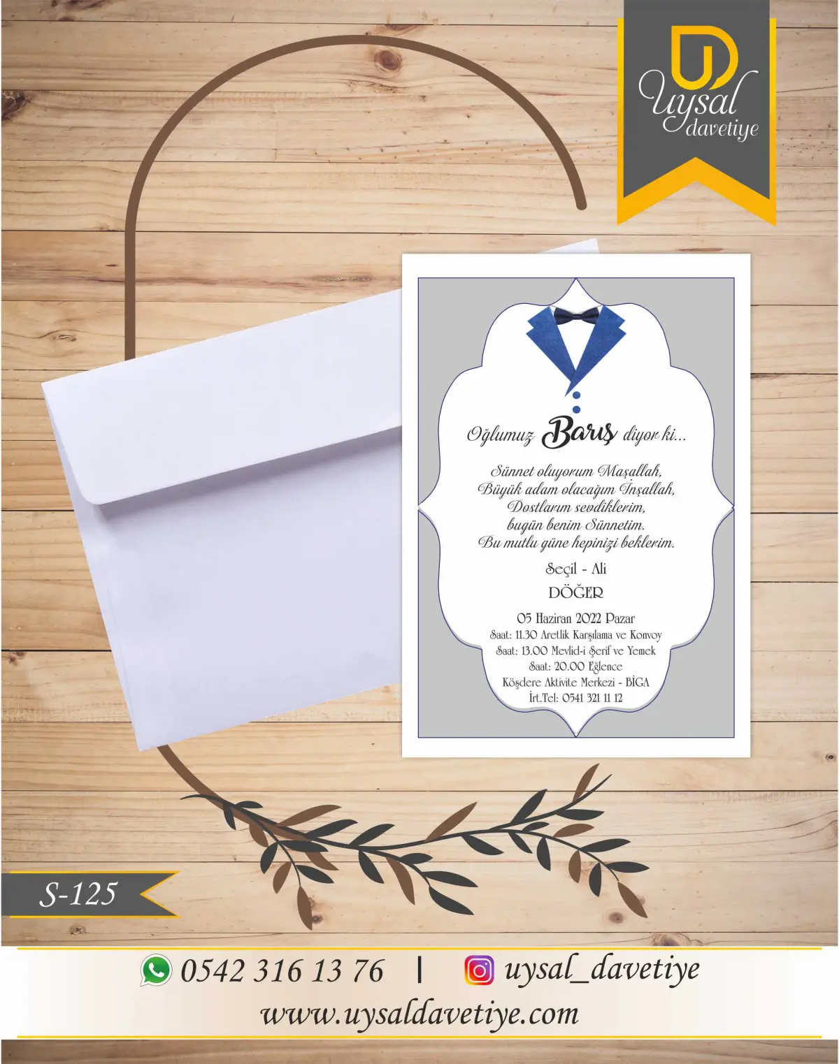 S-125 Papyonlu Ekonomik Sünnet Davetiyesi