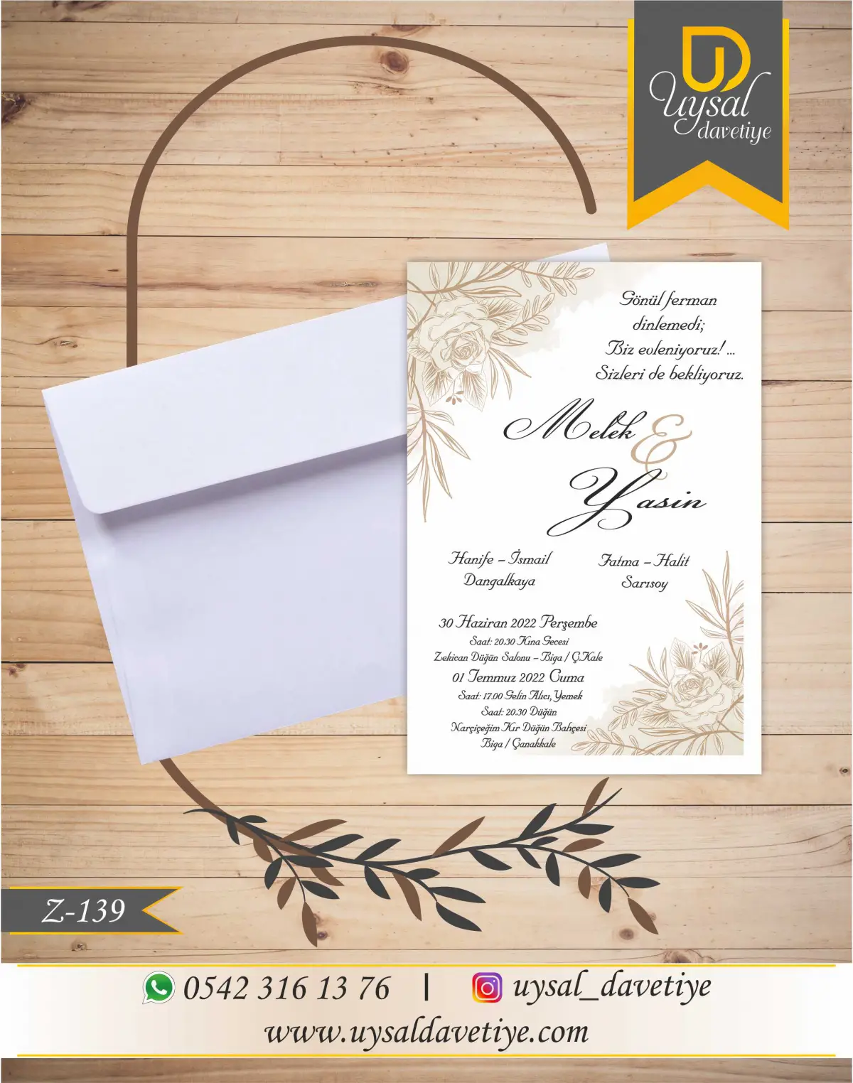 Z-139 Ekonomik Düğün Davetiyesi