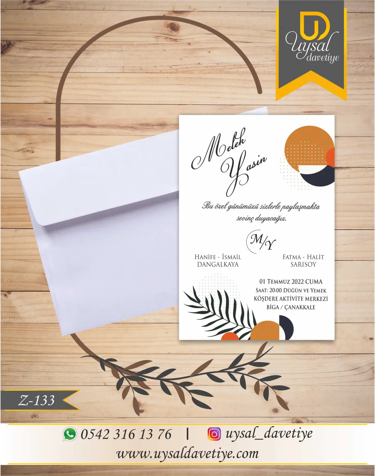 Z-133 Ekonomik Düğün Davetiyesi