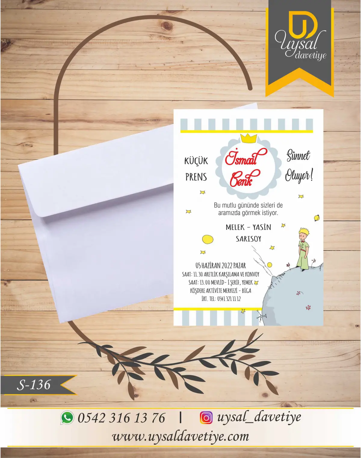 S-136 Küçük Prensli Ekonomik Sünnet Davetiyesi