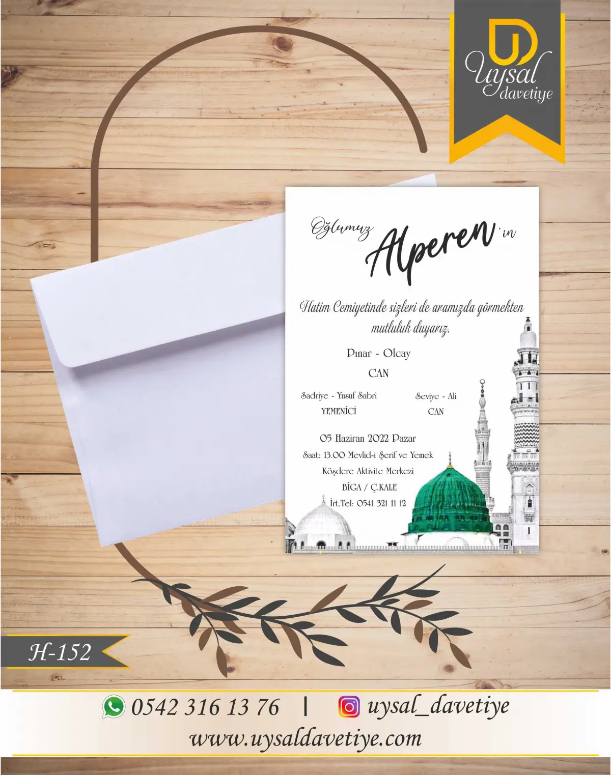 H-152 Camiili Ekonomik Hatim Davetiyesi