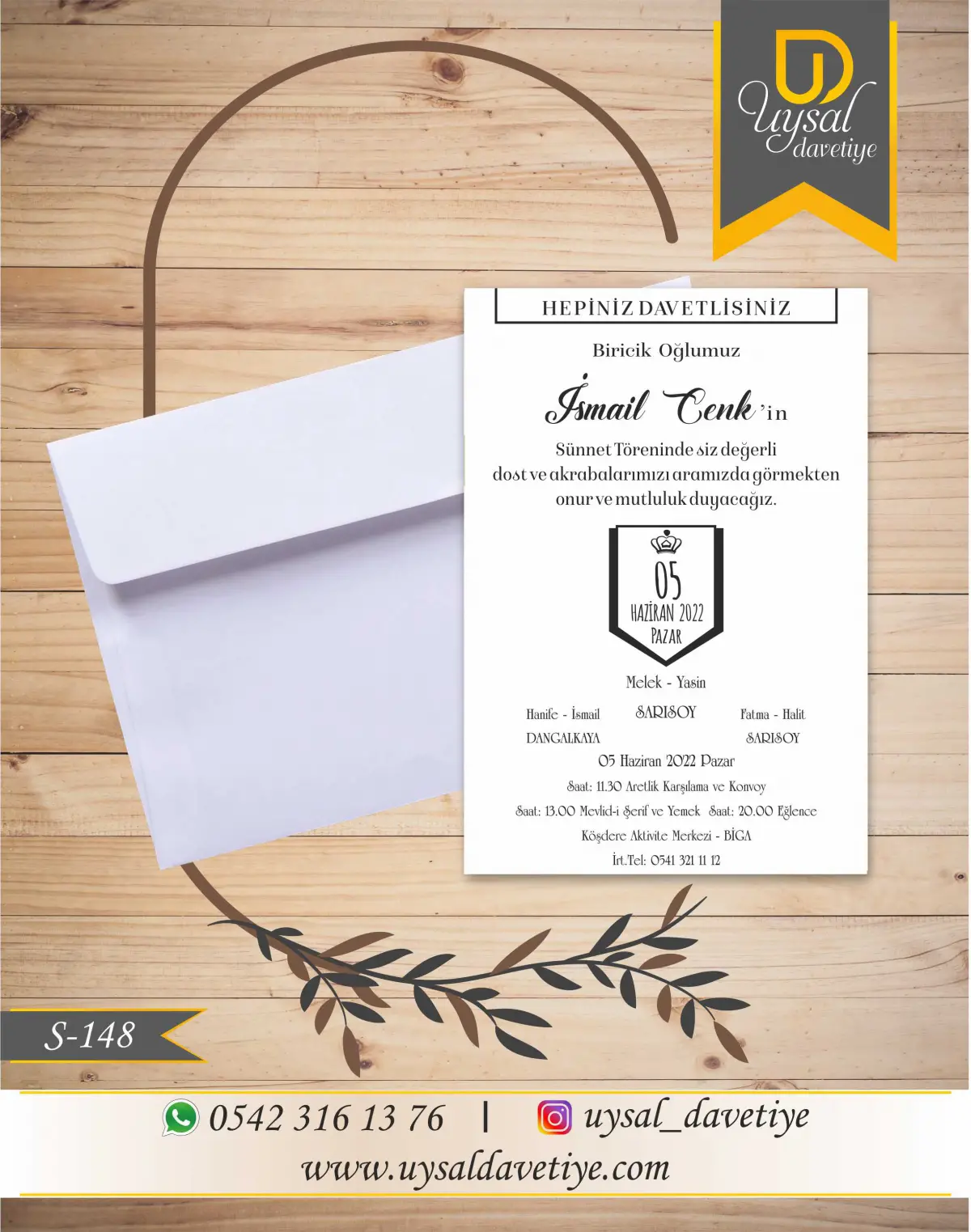 S-148 Taç Desenli Ekonomik Sünnet Davetiyesi