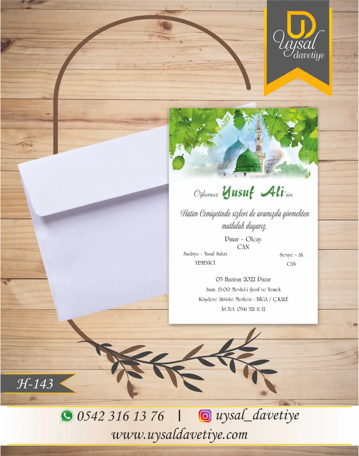 H-143 Kubbeli Ekonomik Hatim Davetiyesi