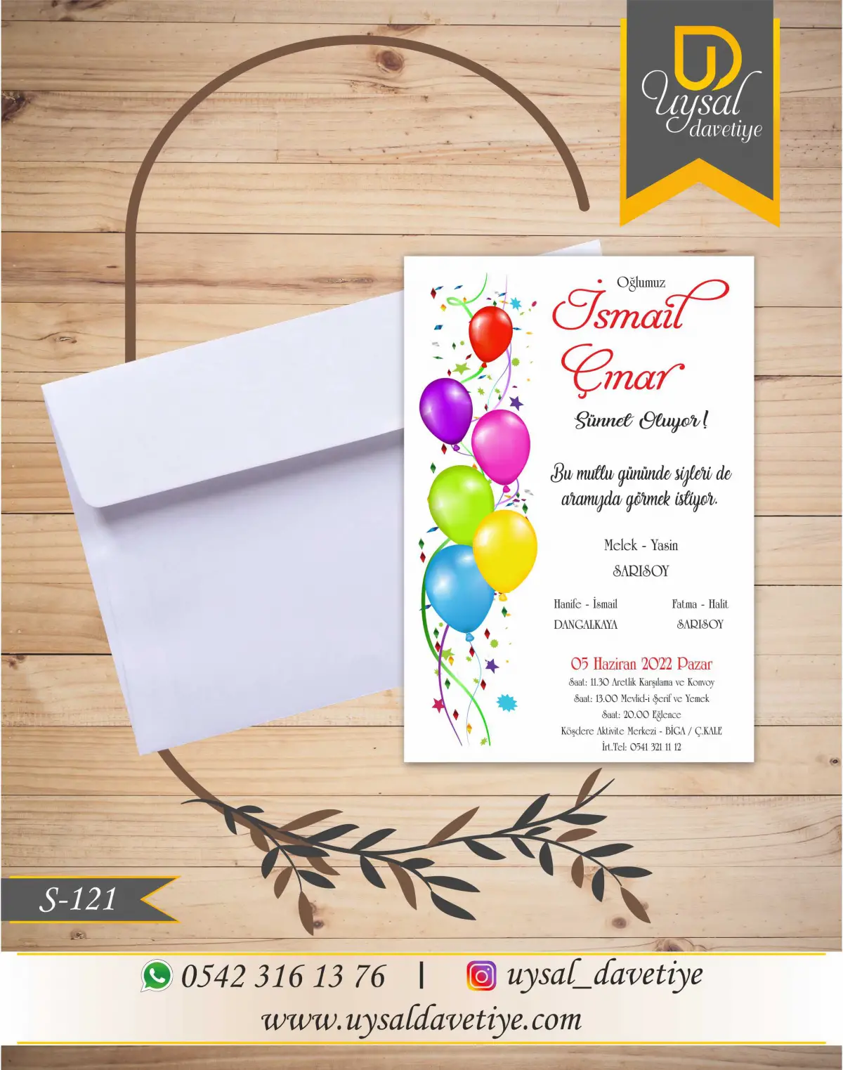 S-121  Balonlu Ekonomik Sünnet Davetiyesi