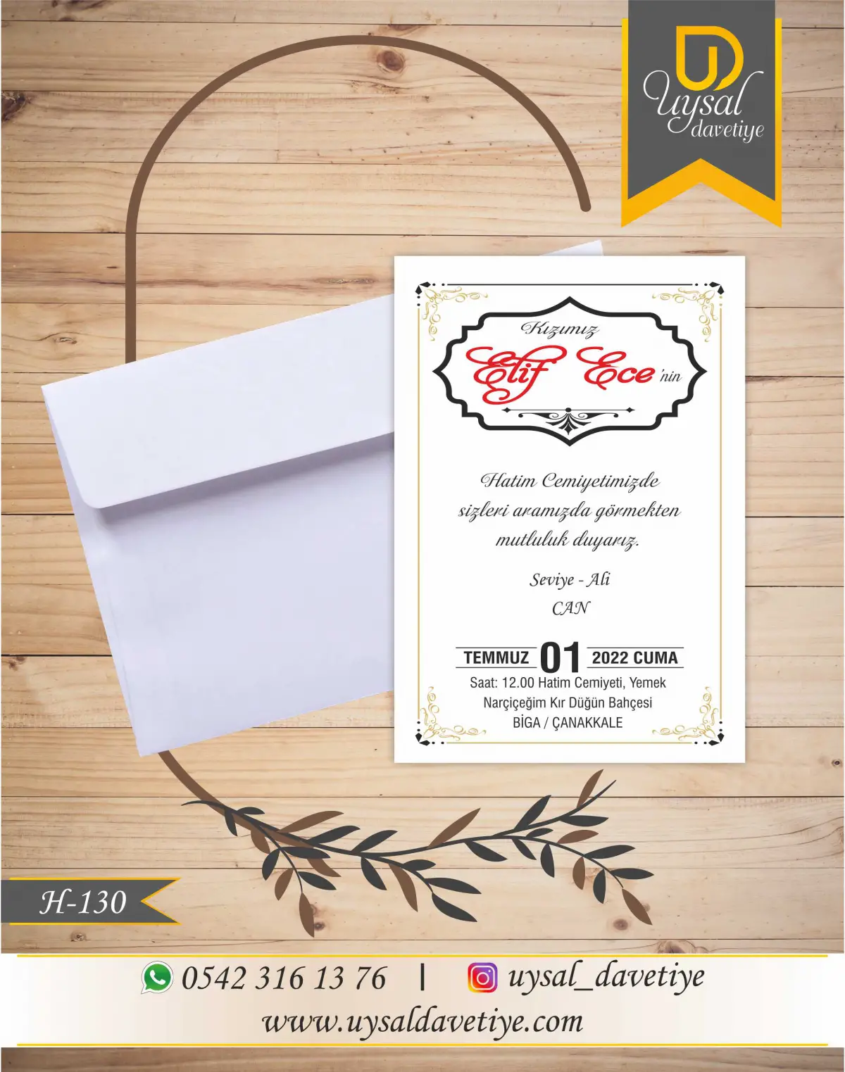 H-130 Ekonomik Hatim Davetiyesi