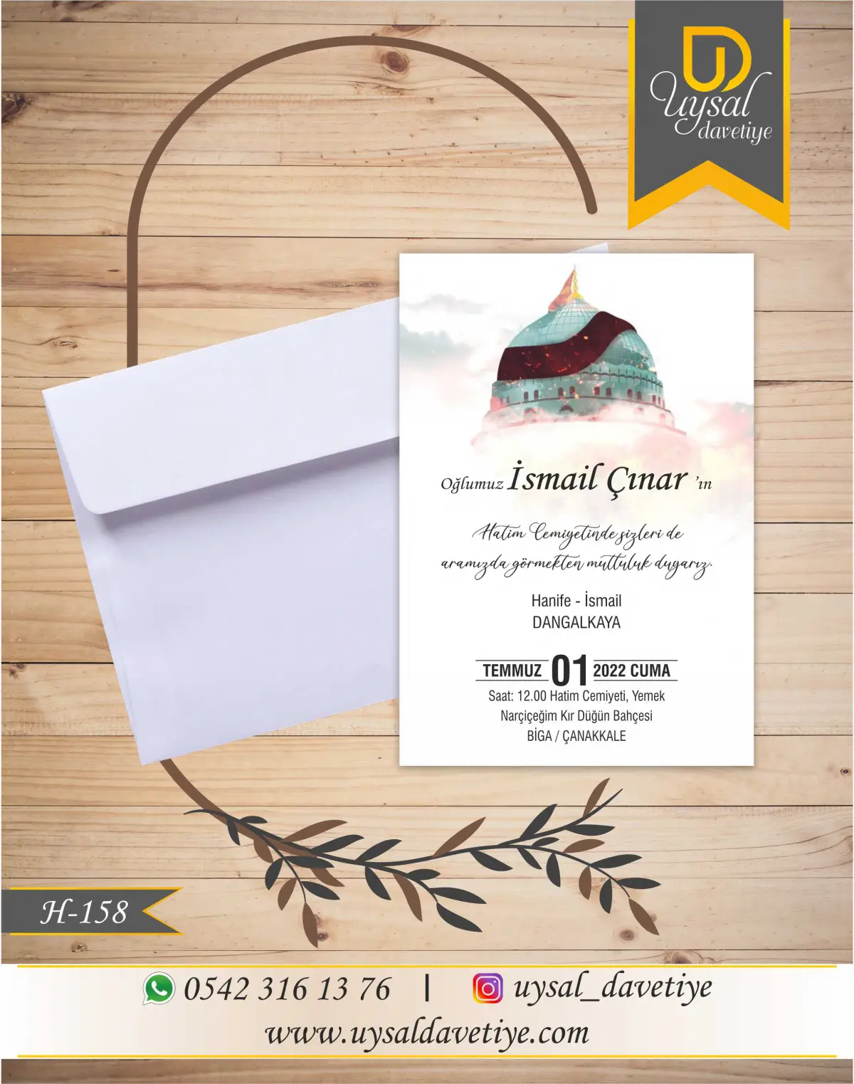 H-158 Camiili Ekonomik Hatim Davetiyesi