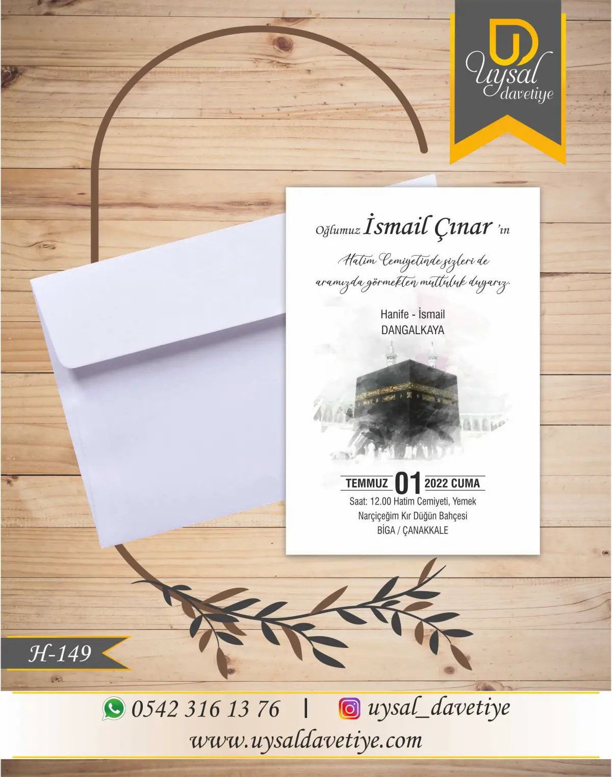 H-149 Kabeli Ekonomik Hatim Davetiyesi