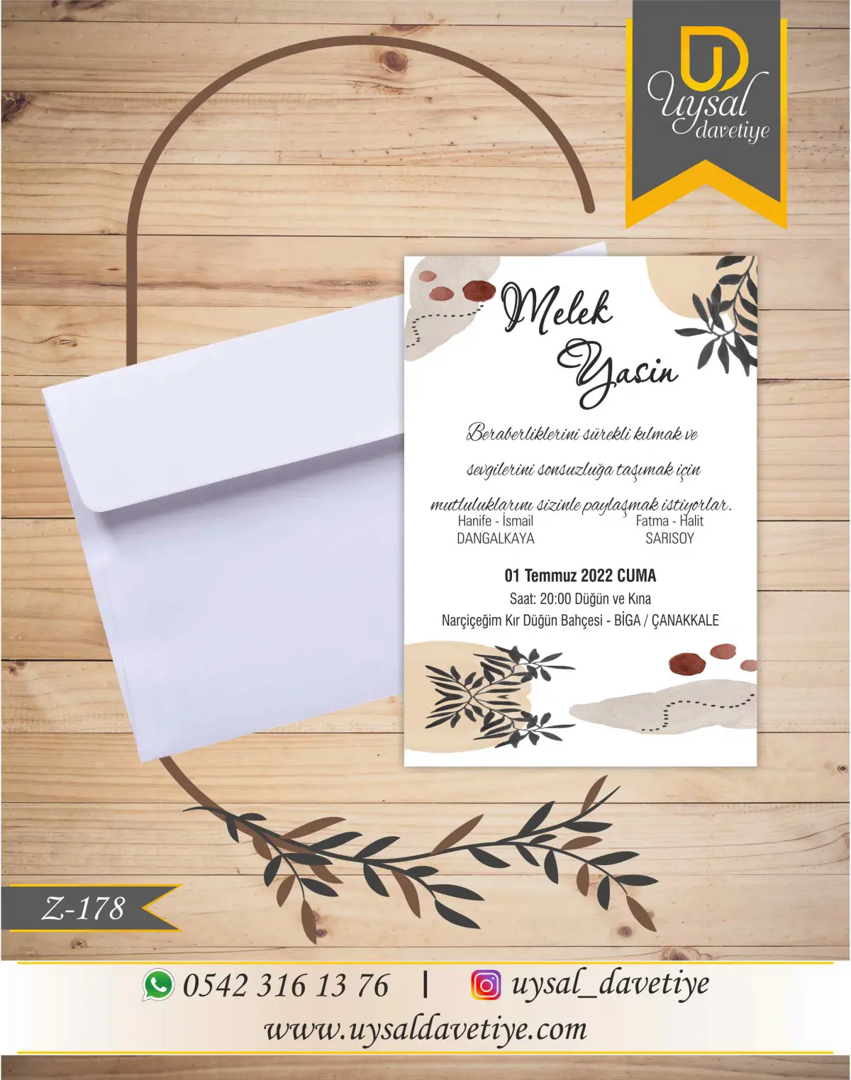 Z-178 Ekonomik Düğün Davetiyesi