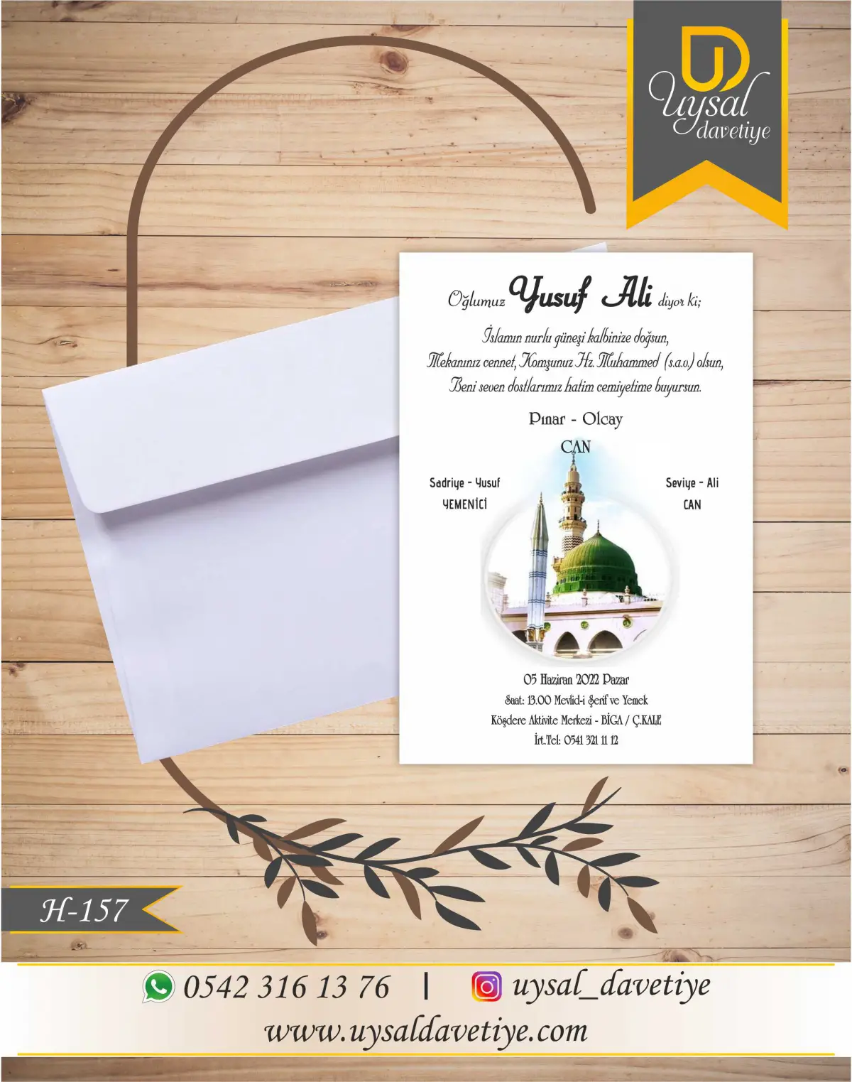 H-157 Camiili Ekonomik Hatim Davetiyesi