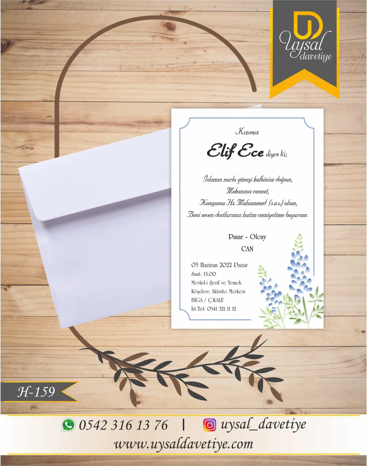 H-159 Ekonomik Hatim Davetiyesi