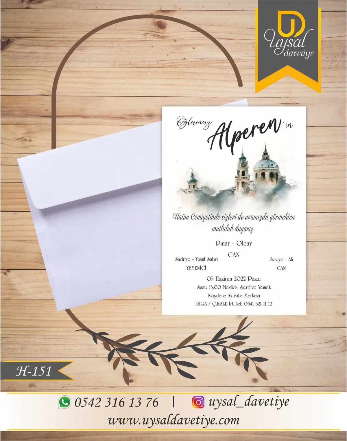 H-151 Camiili Ekonomik Hatim Davetiyesi