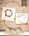 Ç-135 Sonbahar Desenli Kare Çiftli/İpli Ekonomik Düğün Davetiyesi