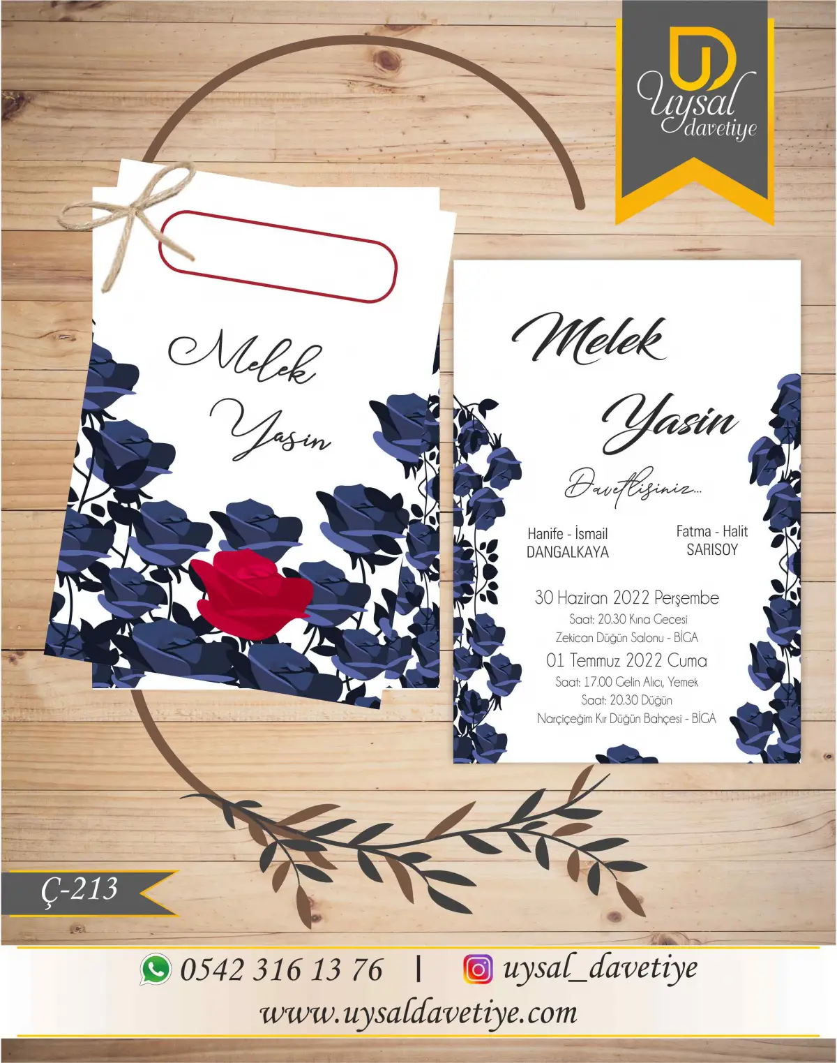 Ç-213 Ekonomik Düğün Davetiyesi
