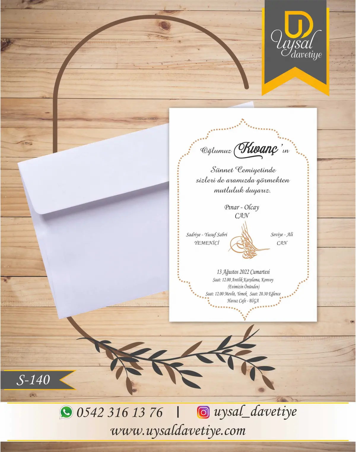 S-140 Tuğralı Ekonomik Sünnet Davetiyesi