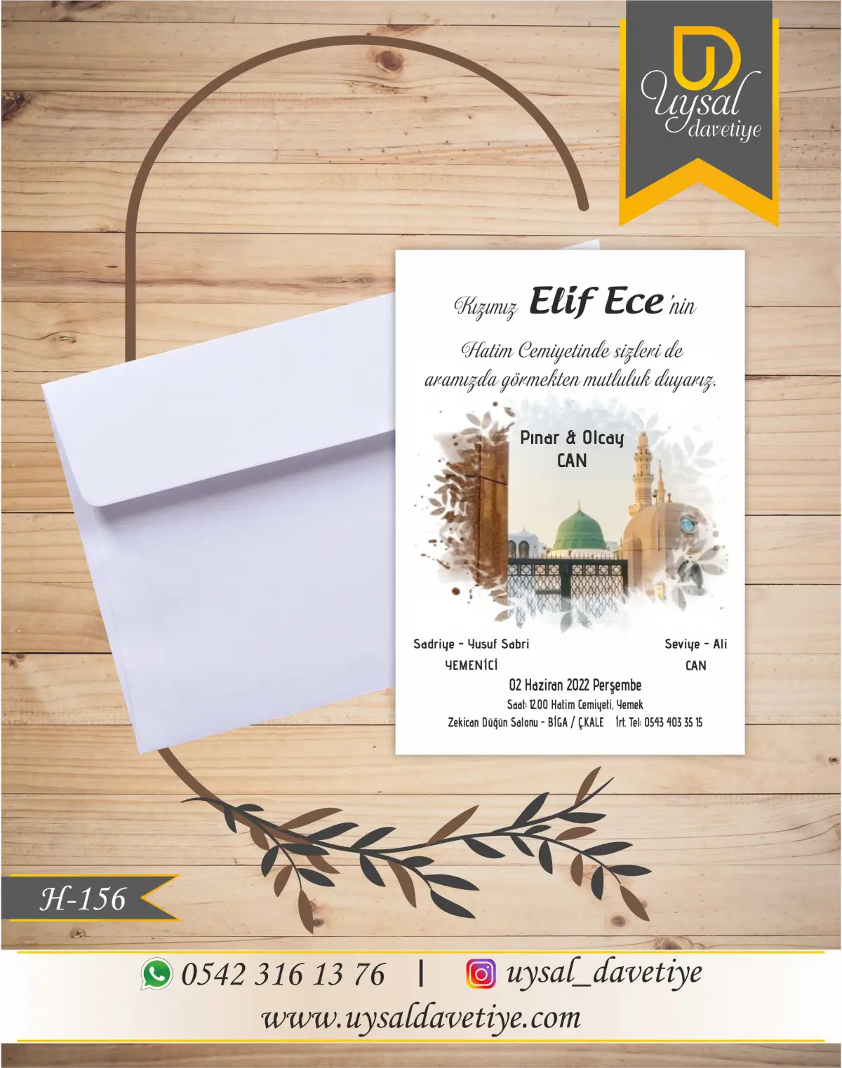 H-156 Camiili Ekonomik Hatim Davetiyesi