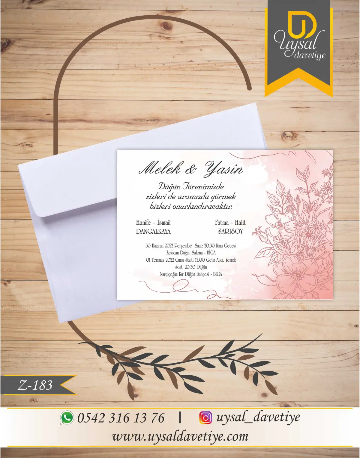 Z-183 Ekonomik Düğün Davetiyesi