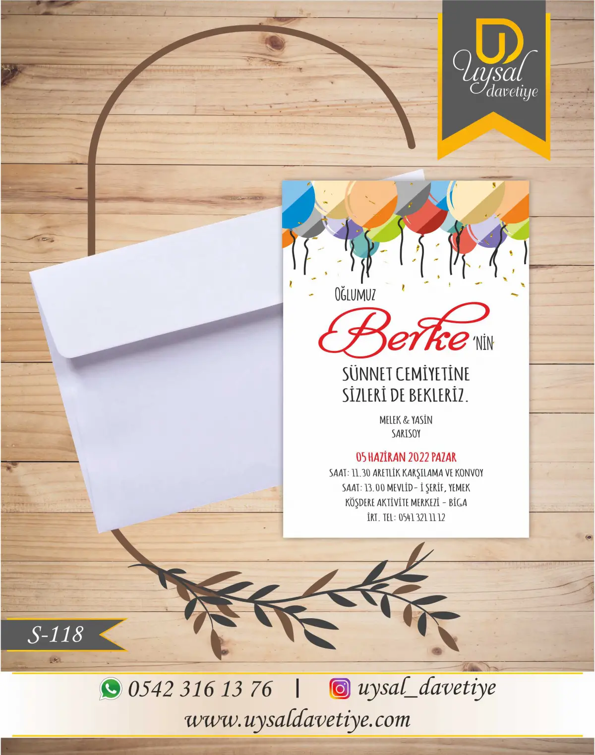 S-118 Balonlu Ekonomik Sünnet Davetiyesi