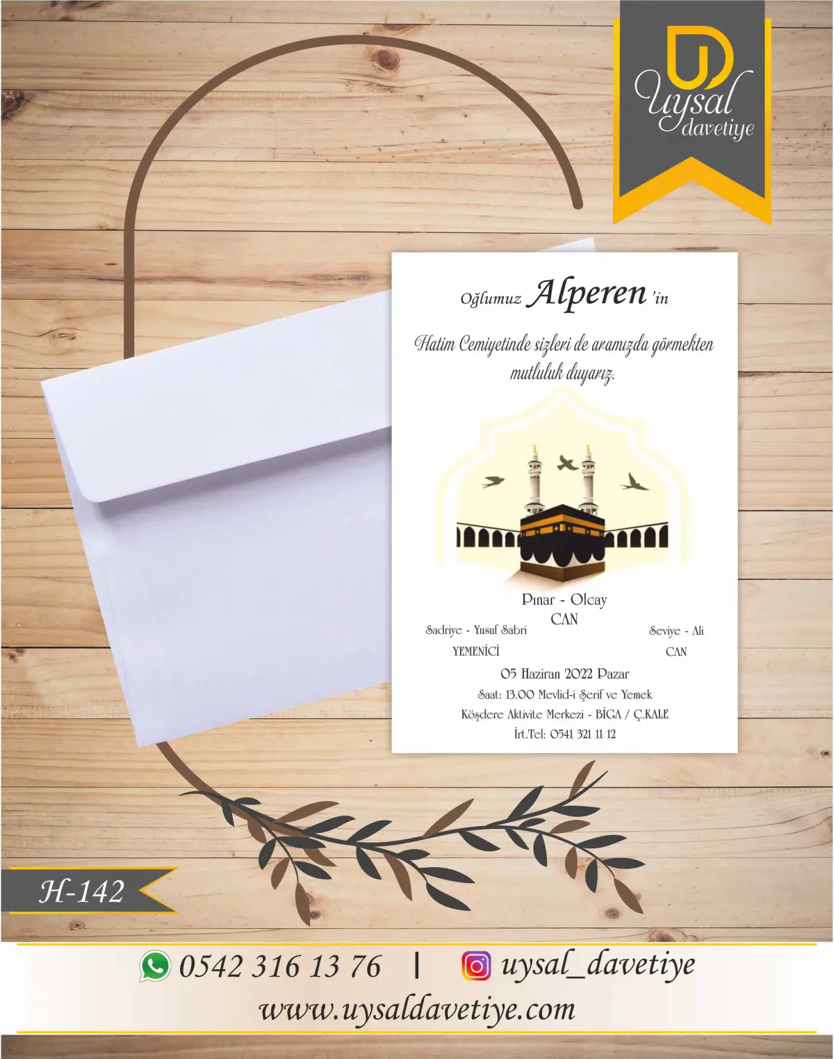 H-142 Kabeli Ekonomik Hatim Davetiyesi