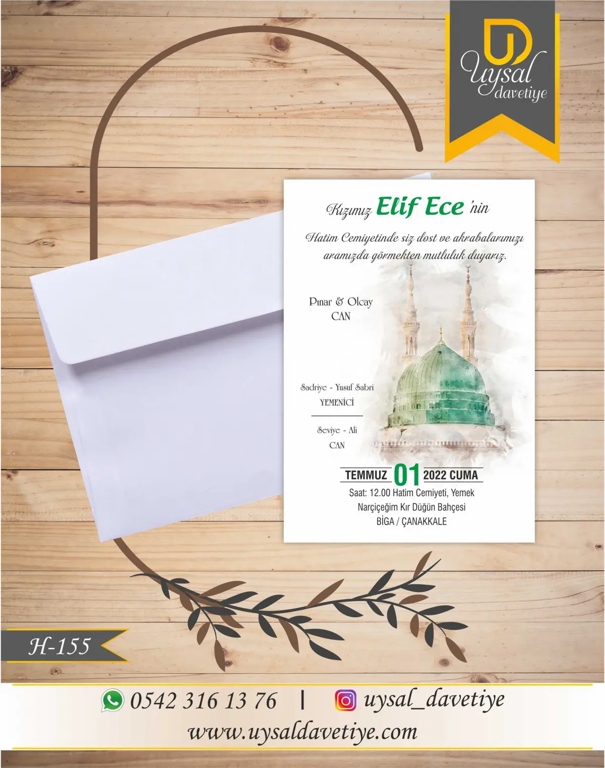 H-155 Camiili Ekonomik Hatim Davetiyesi