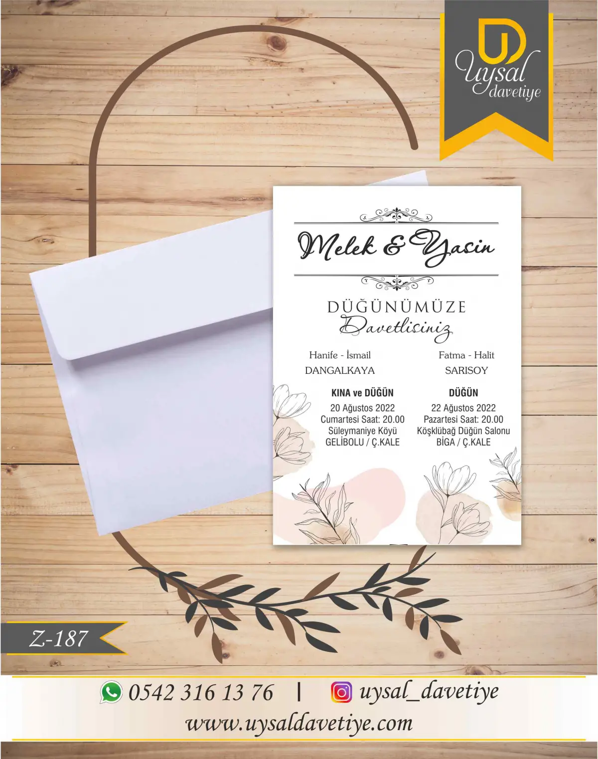 Z-187 Ekonomik Düğün Davetiyesi